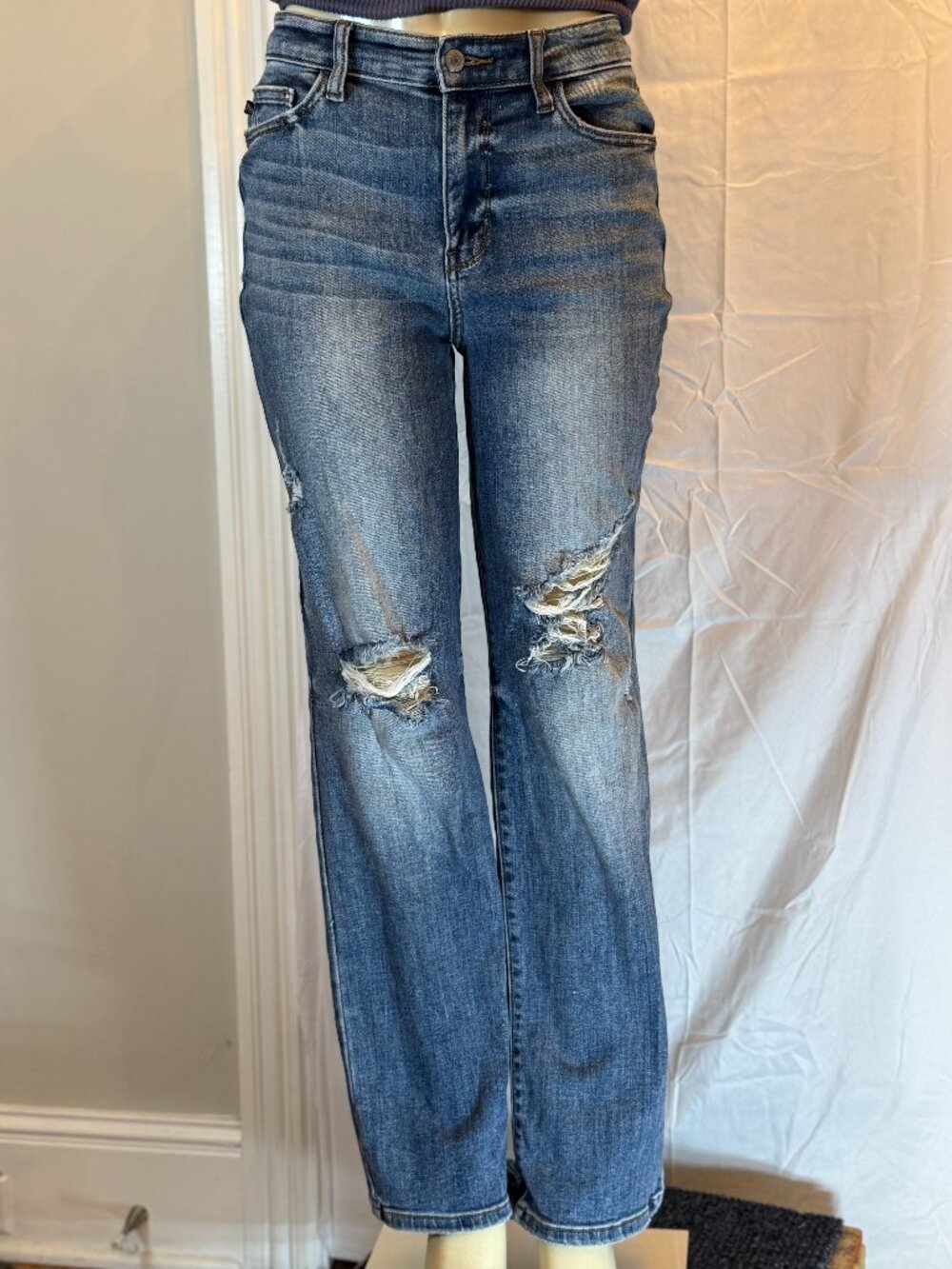 Judy Blue Stretch Denim Ripped Dad Jeans Women's 7/28